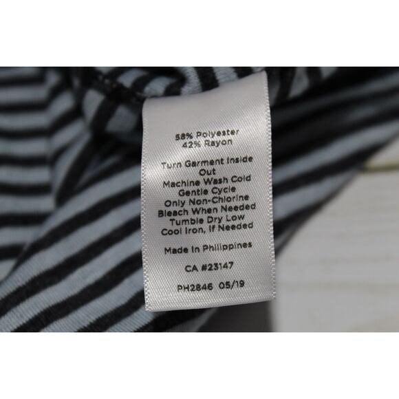 T by Talbots Women's (L) Blue Dots Striped Tunic Top Long Sleeve Boat Neck - Picture 8 of 14